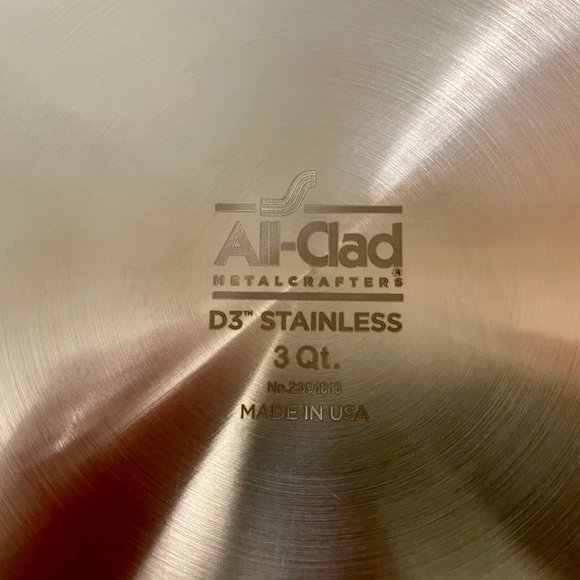All Clad D3 Stainless 3 Qt Saute Pan w/ Lid - Picture 5 of 5